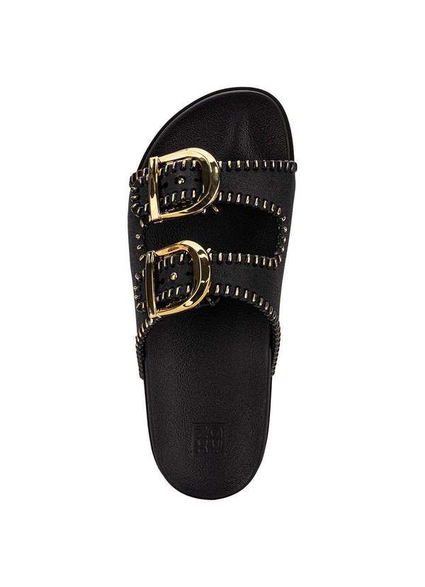 Zaxy - Sandália Feminina Conforto Fire Zaxy 19281 Preto/Dourado 5