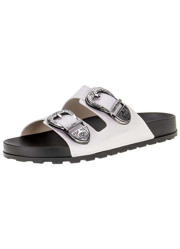 Moleca - Sandália Feminina Conforto Moleca - 5436402 - Branco/Preto