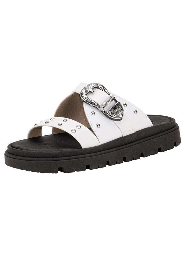 Moleca - Sandália Feminina Conforto Moleca 5504103 - Branco/Preto