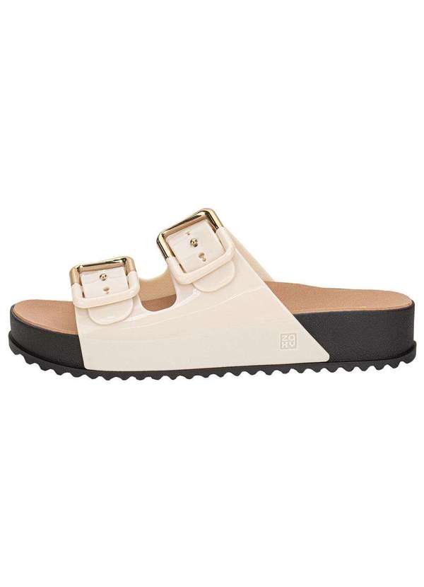 Zaxy - Sandália Feminina Conforto Partner Soft Zaxy 19333 - Bege/Preto 2