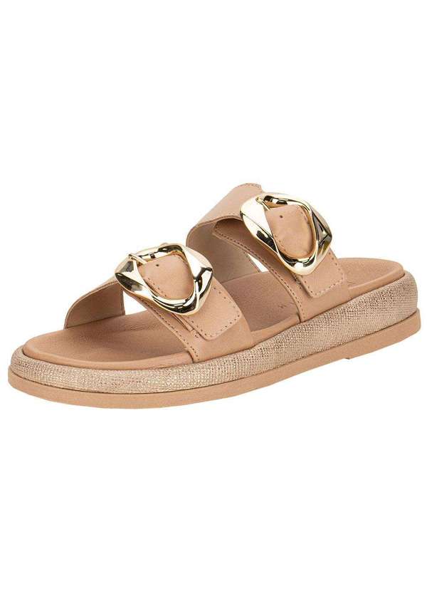 Ramarim - Sandália Feminina Conforto Ramarim 2555204 - Bege/Ouro