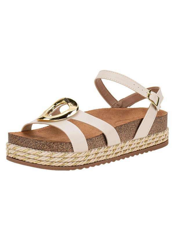 Beira Rio - Sandália Feminina Flat Beira Rio 8546207 - Marfim