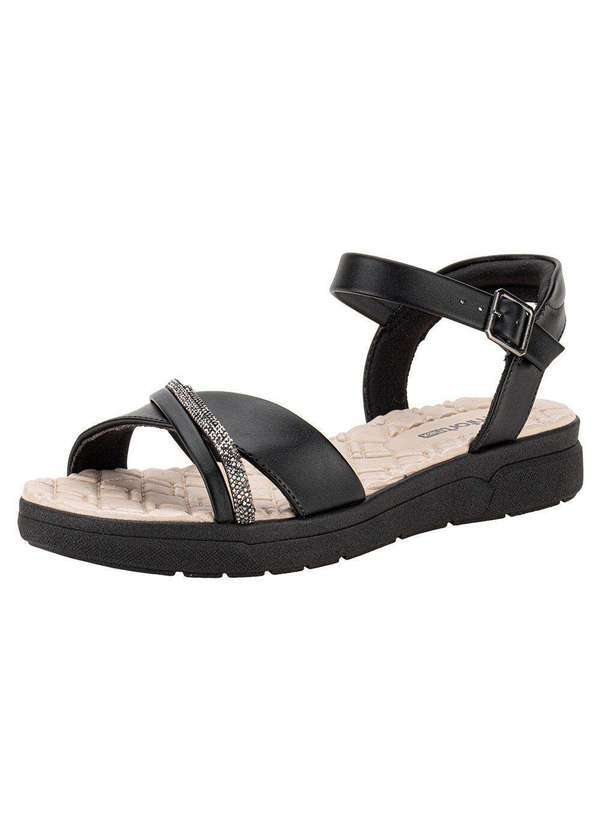 Comfortflex - Sandália Feminina Flat Comfortflex 2442301 - Preto