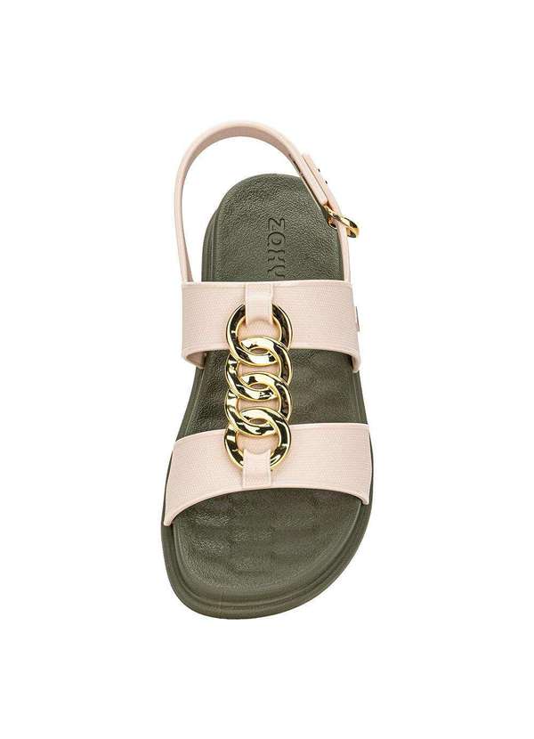 Zaxy - Sandália Feminina Flat Glam Zaxy 19222 - Bege/Verde 5