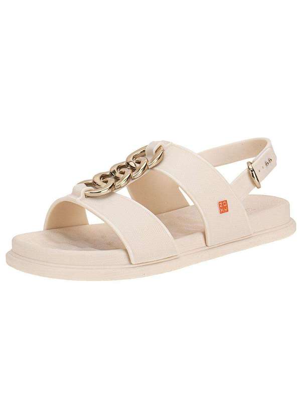 Zaxy - Sandália Feminina Flat Glam Zaxy 19222 Marfim