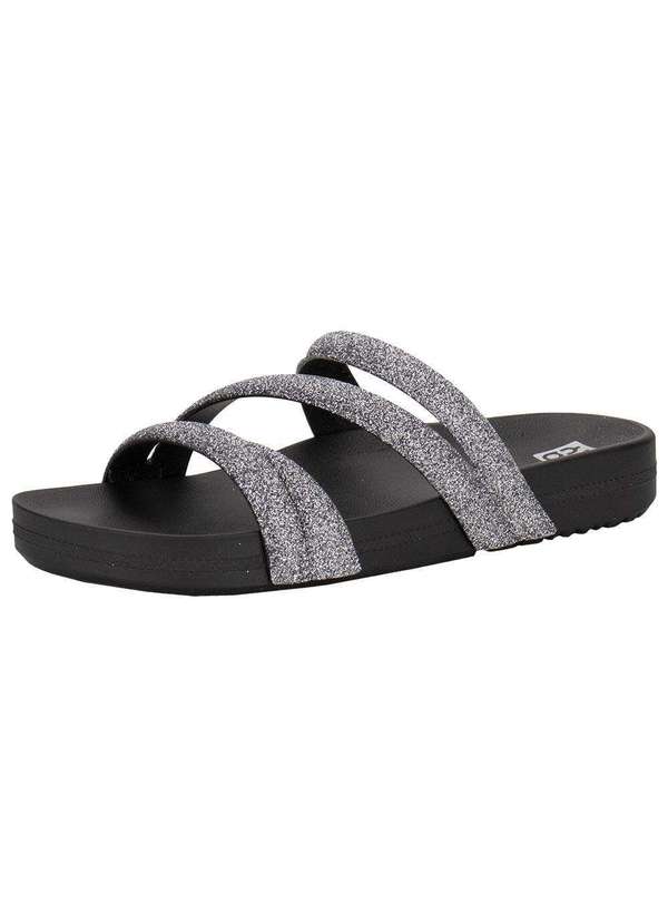 Zaxy - Sandália Feminina Flat Glitter Zaxy - 18956 - Preto/Cinza