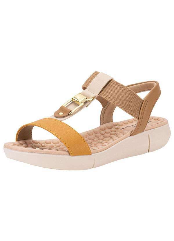 Modare - Sandália Feminina Flat Modare 7142139 - Bege/Laranja