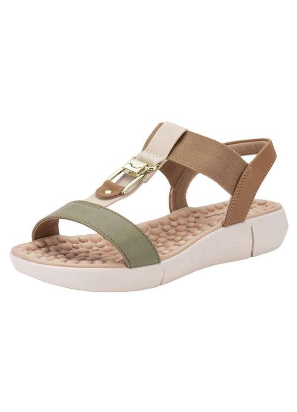 Modare - Sandália Feminina Flat Modare 7142139 Bege/Verde 1