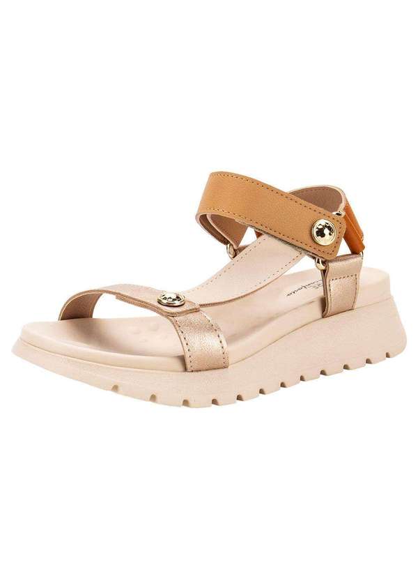 Modare - Sandália Feminina Flat Modare 7198101 - Bege/Laranja