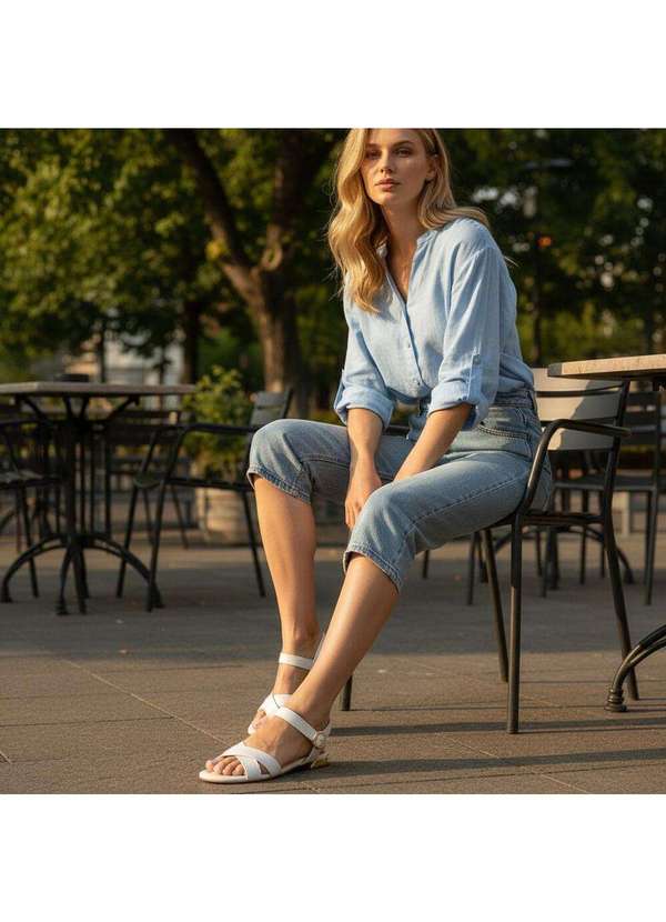 Modare - Sandália Feminina Flat Modare 7217102 Branco/Off 2