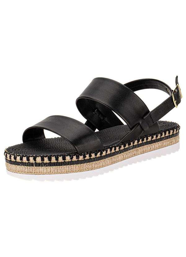 Moleca - Sandália Feminina Flat Moleca 5447518 - Preto