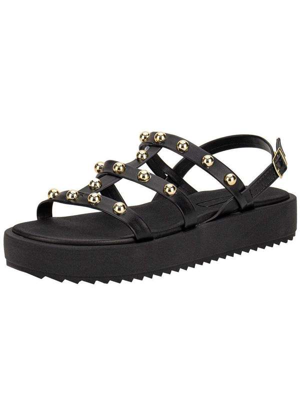 Moleca - Sandália Feminina Flat Moleca 5489119 - Preto