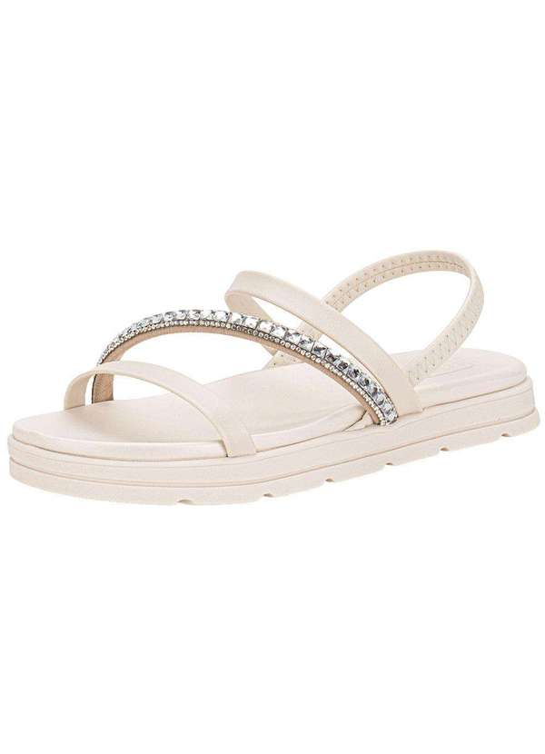 Moleca - Sandália Feminina Flat Moleca 5490104 Branco/Off