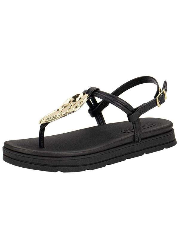 Moleca - Sandália Feminina Flat Moleca 5490122 Preto