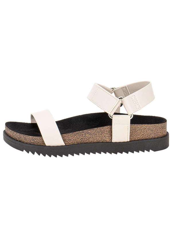 Moleca - Sandália Feminina Flat Moleca 5500101 - Bege/Preto 2