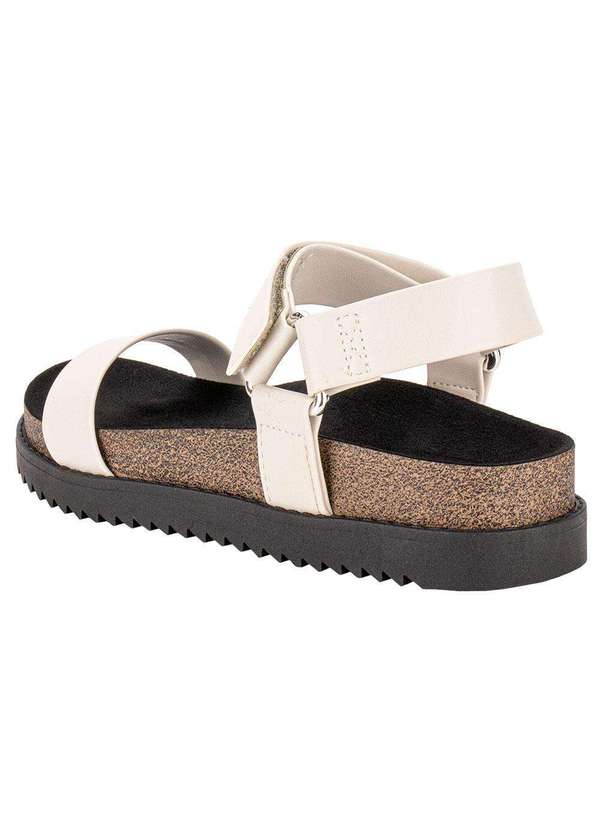 Moleca - Sandália Feminina Flat Moleca 5500101 - Bege/Preto 3