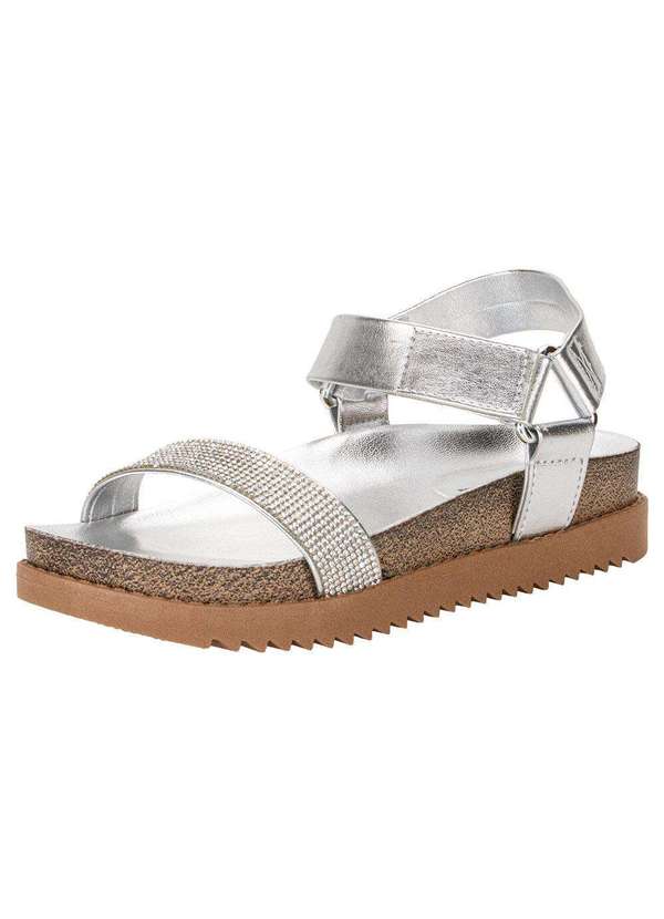 Moleca - Sandália Feminina Flat Moleca 5500106 - Prata