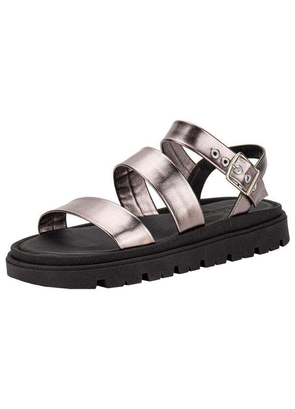 Moleca - Sandália Feminina Flat Moleca 5504101 - Preto/Grafite