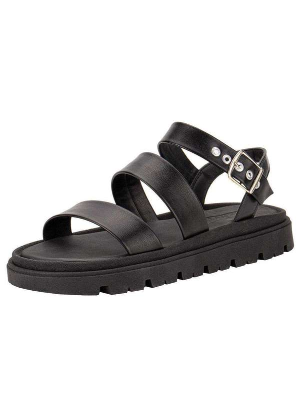 Moleca - Sandália Feminina Flat Moleca 5504101 - Preto