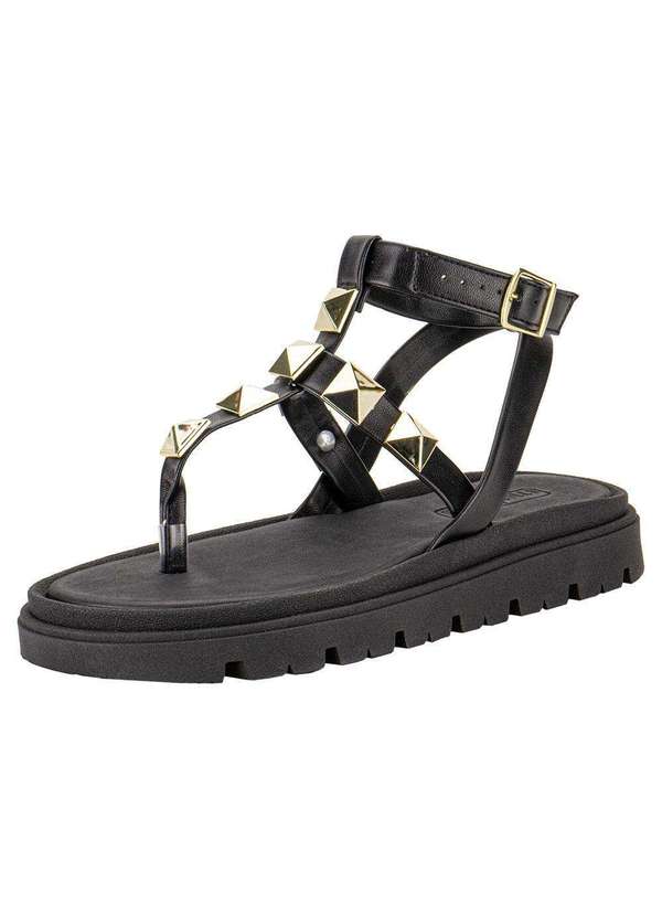 Moleca - Sandália Feminina Flat Moleca 5504102 - Preto