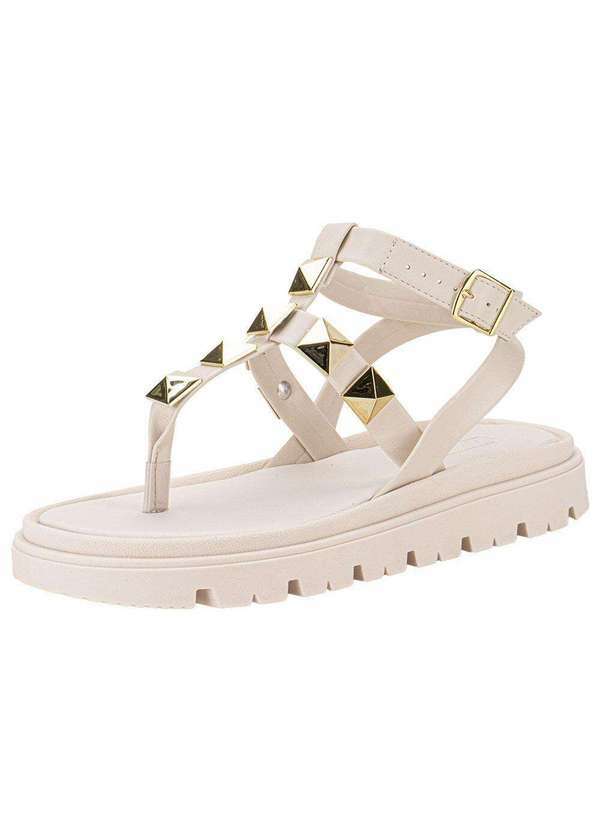 Moleca - Sandália Feminina Flat Moleca 5504102 - Marfim