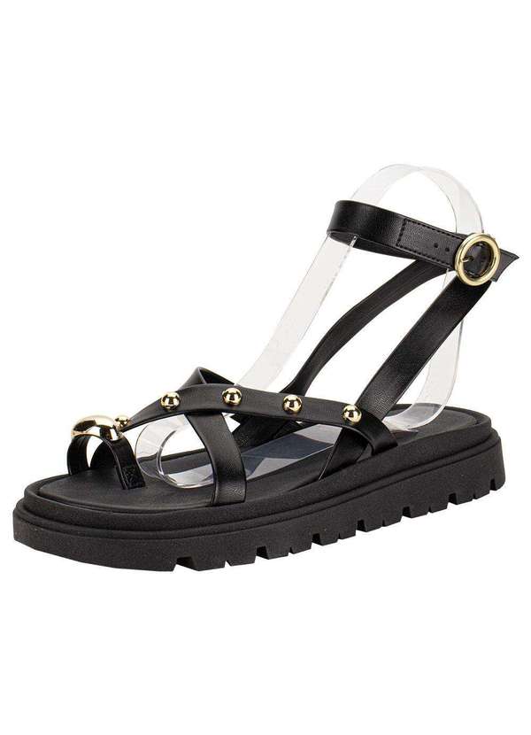 Moleca - Sandália Feminina Flat Moleca 5504113 - Preto