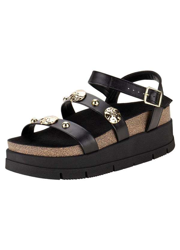 Moleca - Sandália Feminina Flat Moleca 5513104 - Preto