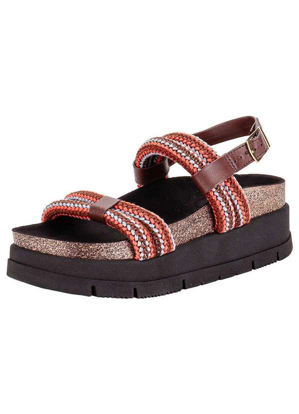 Moleca - Sandália Feminina Flat Moleca 5513107 - Café/Preto