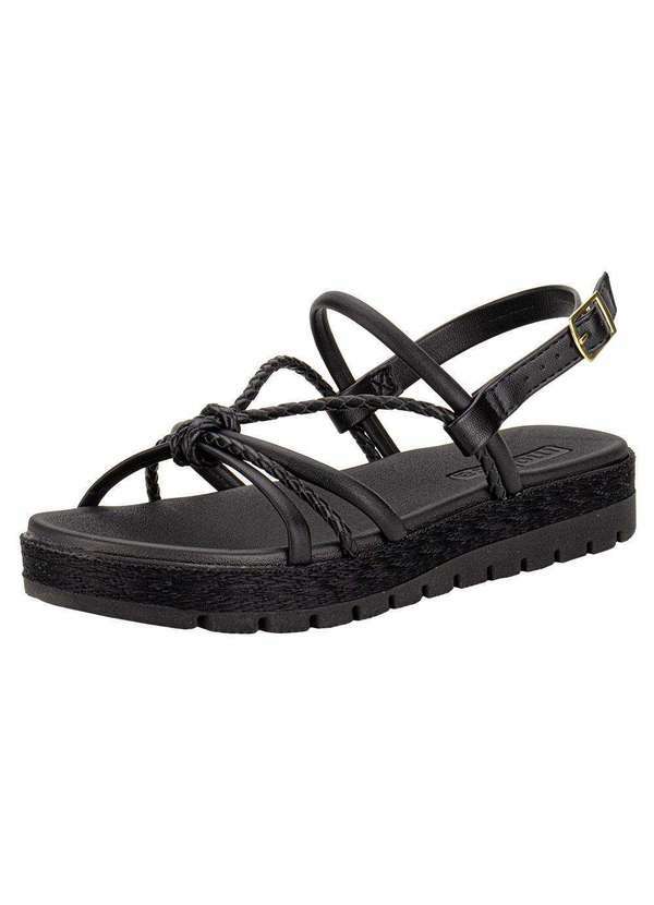 Moleca - Sandália Feminina Flat Moleca 5539103 - Preto
