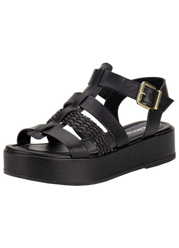 Moleca - Sandália Feminina Flat Moleca 5553102 Preto