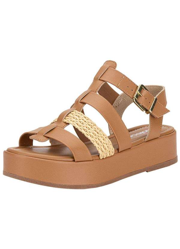 Moleca - Sandália Feminina Flat Moleca 5553102 Camel