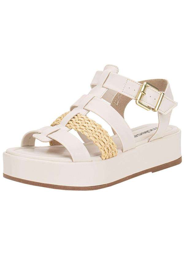 Moleca - Sandália Feminina Flat Moleca 5553102 Branco/Off