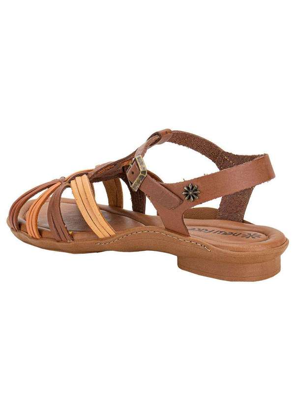 New Face - Sandália Feminina Flat New Face 31402 - Café/Bege 3