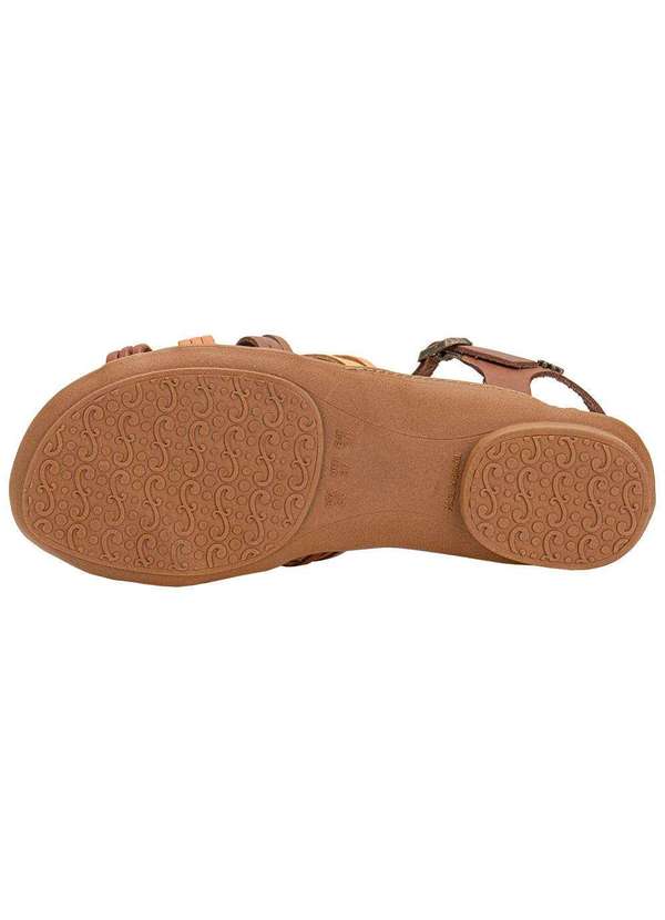 New Face - Sandália Feminina Flat New Face 31402 - Café/Bege 4