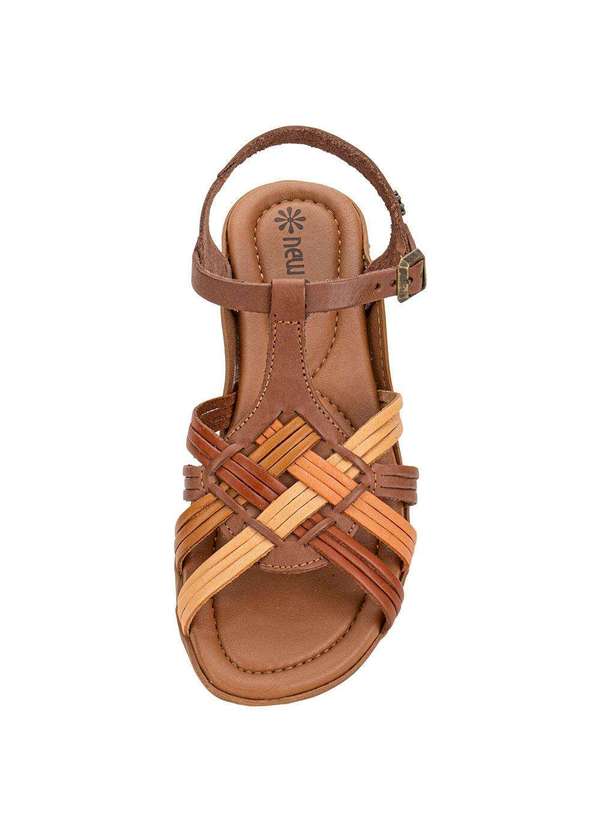 New Face - Sandália Feminina Flat New Face 31402 - Café/Bege 5