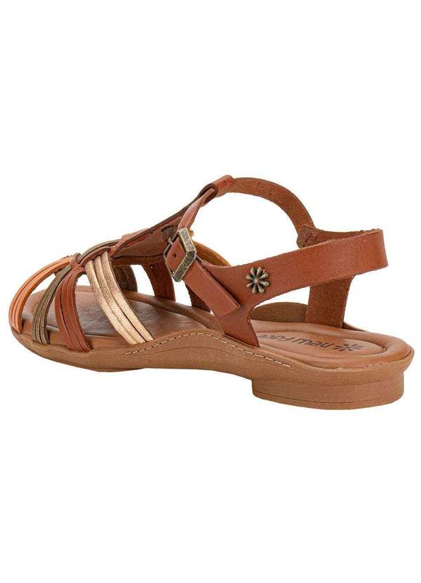 New Face - Sandália Feminina Flat New Face 31402 - Caramelo 3