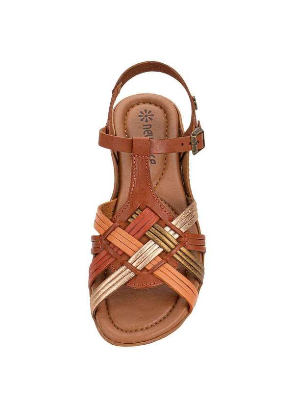 New Face - Sandália Feminina Flat New Face 31402 - Caramelo 5