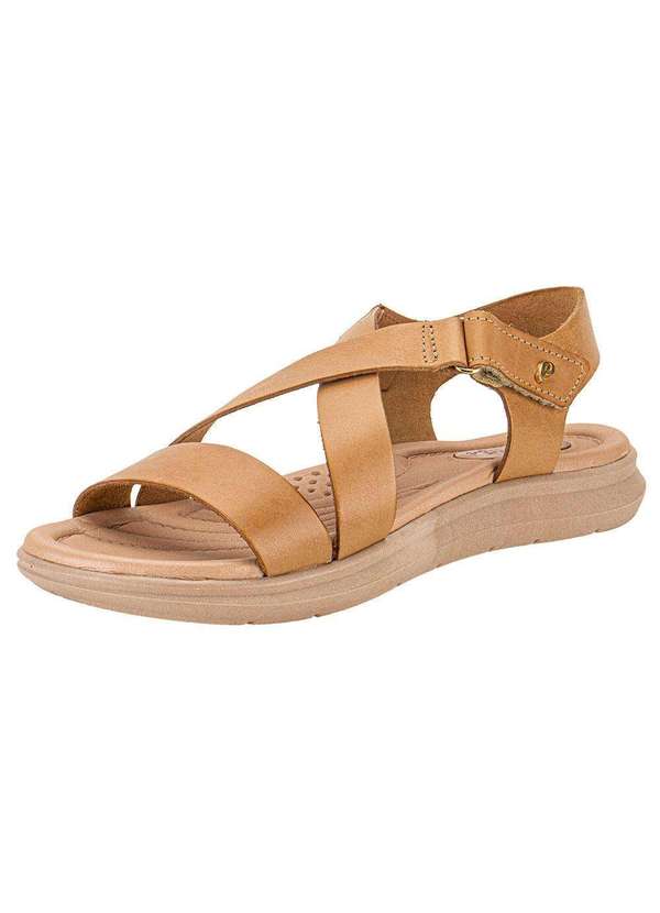Pegada - Sandália Feminina Flat Pegada - 232812 - Caqui