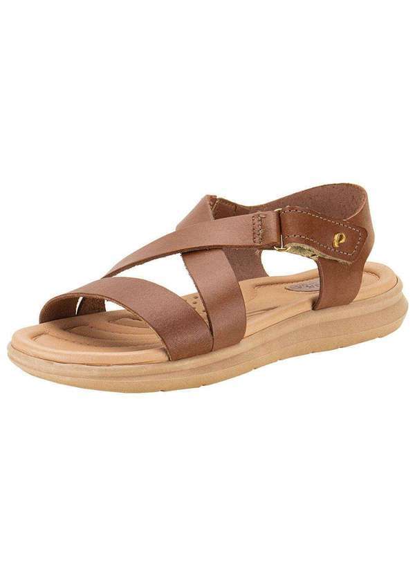 Pegada - Sandália Feminina Flat Pegada - 232812 - Castanho