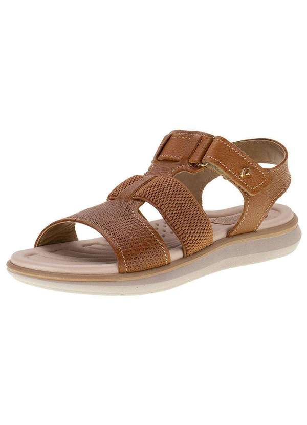 Pegada - Sandália Feminina Flat Pegada 232834 - Caramelo