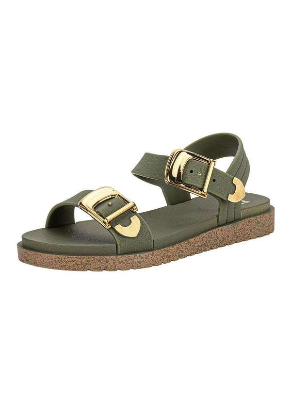 Zaxy - Sandália Feminina Flat Rich Zaxy 19200 - Oliva