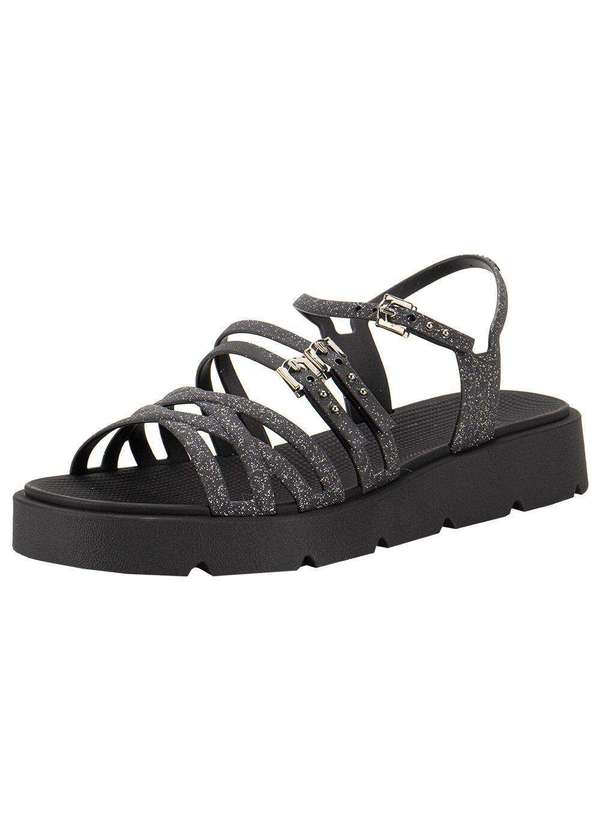 Zaxy - Sandália Feminina Flat Sparkle Zaxy 19027 - Preto