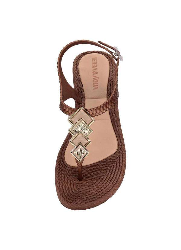 Terra & Agua - Sandália Feminina Flat Terra & Água 211405 Café 5
