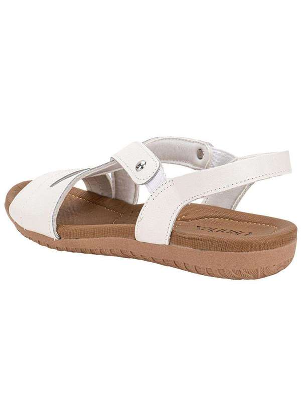 Usaflex - Sandália Feminina Flat Usaflex R1804 Branco/Bege 2