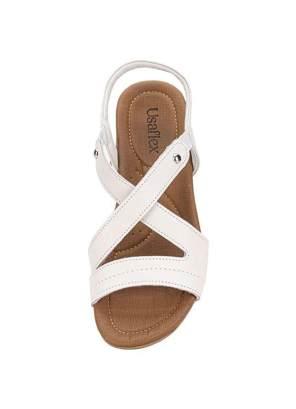 Usaflex - Sandália Feminina Flat Usaflex R1804 Branco/Bege 4