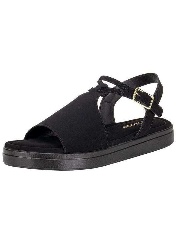 Via Scarpa - Sandália Feminina Flat Via Scarpa 173718710 - Preto/Nobuck