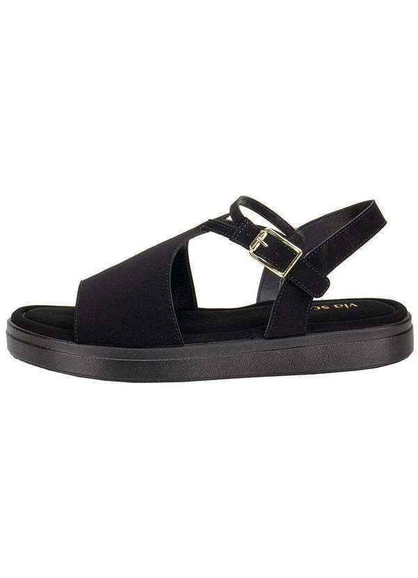 Via Scarpa - Sandália Feminina Flat Via Scarpa 173718710 - Preto/Nobuck 2