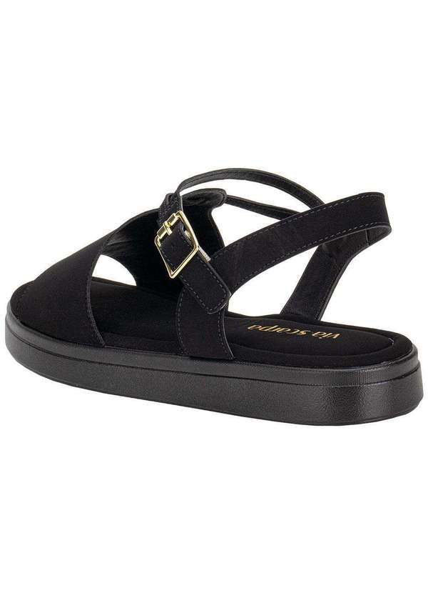 Via Scarpa - Sandália Feminina Flat Via Scarpa 173718710 - Preto/Nobuck 3