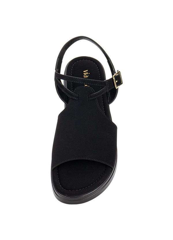 Via Scarpa - Sandália Feminina Flat Via Scarpa 173718710 - Preto/Nobuck 5