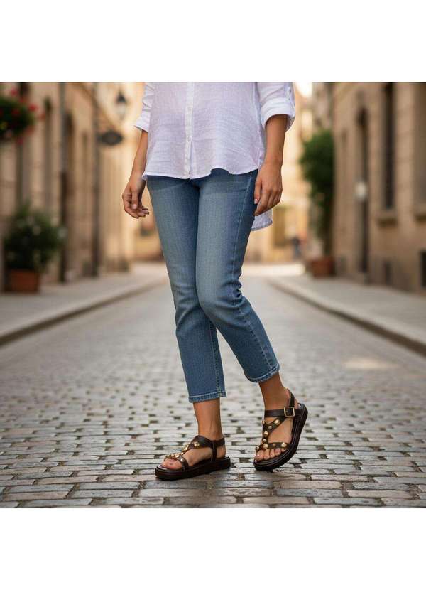 Via Scarpa - Sandália Feminina Flat Via Scarpa 173718982 Café 2